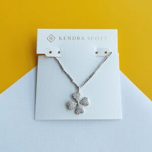 Clover Silver White Crystal Short Pendant Necklace by Kendra Scott